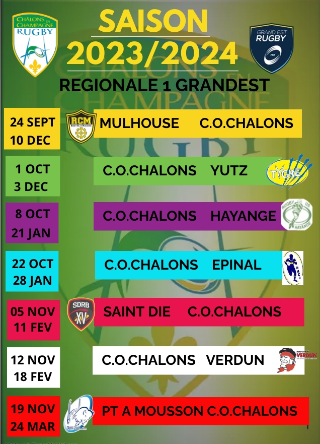 Calendrier Saison 2023 / 2024