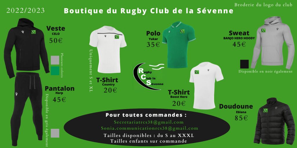 La Boutique du club Rugby Club La Sevenne (RCS)