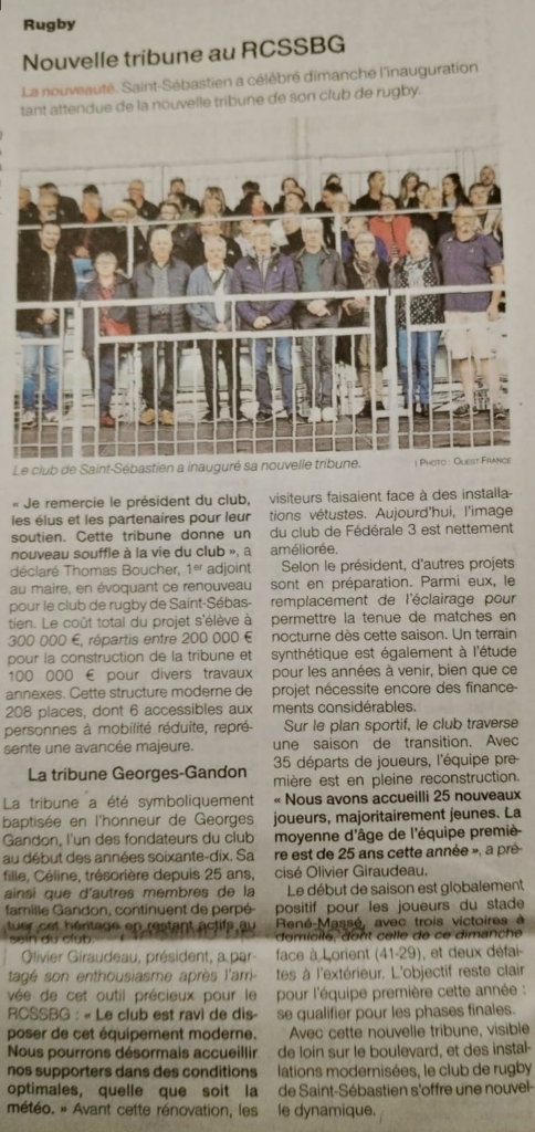 Rfc Inauguration Inauguration de la Nouvelle Tribune au Rugby Club Saint-Sébastien Basse ...